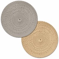 13.5" Round Taupe Basketweave Placemat