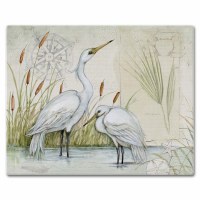 12" x 15" Two White Egrets Glass Cutting Board