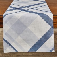 72" Blue and White Plaid Runner