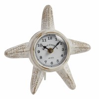 6.5" Distressed White Starfish Clock