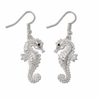 Silver Toned Seahorse Dangle Earrings
