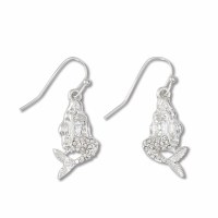 Silver Toned Crystal Bling Mermaid Earrings