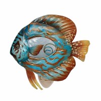5" Blue Brown Metal and Capiz Discus Fish Night Light