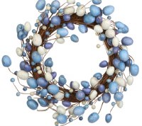 20" Round Blue and White Faux Egg Wreath