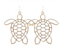 Tropical Sea Turtle Gold Wire Earrings