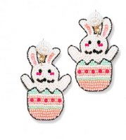 Hoppy Easter Bunny in Egg Beaded Earrings