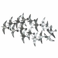 40" Silver Metal Flock of Birds Coastal Wall Art Plaque