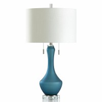 32" Frosted Blue Glass Double Pull Lamp
