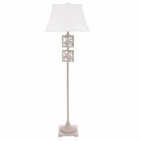 63" Distressed White Square Turtle and Coral Floor Lamp