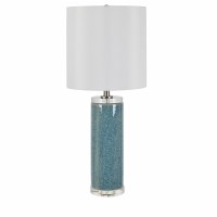 30" Turquoise Moffet Ceramic Column Lamp