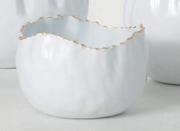 4" Round Low White Metal Gold Jagged Edge Pot