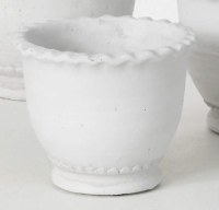 6" Round Distressed White Cement Scalloped Edge Pot