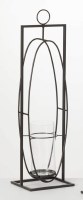 30" Black Metal Oval in Rectangle Hurricane Candle Holder