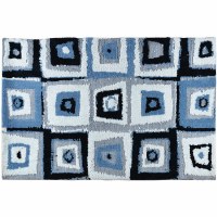 21" x 33" Blue Midcentury Squares Rug