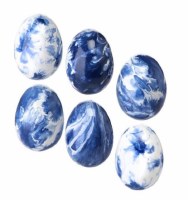 Box of 6 2" Blue and White Swirl Ceramic Eggs