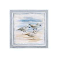 21" SQ Sandpiper Trio 2 Gel Print With Gray Frame