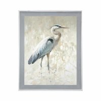 47" x 37" White and Blue Geron 2 Gel Print With Gray Frame