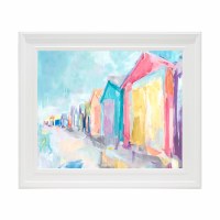 35" x 44" Pastel Cabanas Gel Print With White Frame