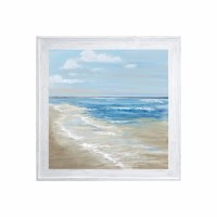 31" Square Shore Horizon 1 Gel Print With Whitewash Print