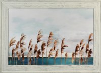 31" x 43" Sea Oat Top Gel Print With Whitewash Frame