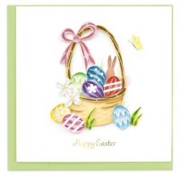 6" Square Happy Easter Easter Egg Basket With Bow Quilling Card