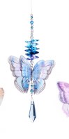 9" Blue 3D Butterfly Prism Suncatcher With Hanger