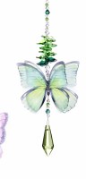 9" Green 3D Butterfly Prism Suncatcher With Hanger
