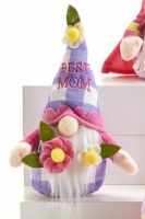 7" Purple Checkered Best Mom Floral Gnome