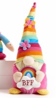 12" Pink Multicolor Stripe BFF Rainbow Butterfly Gnome