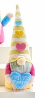8" Pink and Yellow Striped Friends Forever Gnome with Multicolored Beard