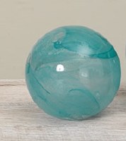 Small Aqua and Clear Glass Orb