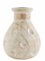 7" White Wash Wood Dotted Vase by Mud Pie