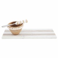 13" Marble Board and Wood Bowl With a Knife by Mud Pie