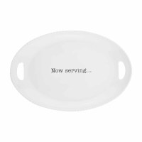 18" Oval "Now Serving..." Melamine Tray by Mud Pie