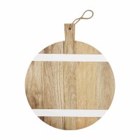 16" Round Wood Lazy Susan With a Stripe Pattern by Mud Pie