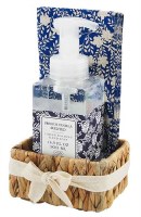 16.9 oz Foaming Soap Set With a White and Blue Flower Napkin by Mud Pie