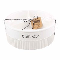 10" Round Ceramic Three Compartment Chiller Dish by Mud Pie