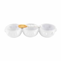 12" Big Dot Three Compartment Dish With Spoon by Mud Pie