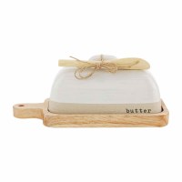 4" Beige Butter Dish With a Spreader by Mud Pie