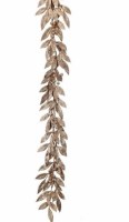 48" Faux Champagne Gold Glitter Metallic Bayleaf With Berries Garland