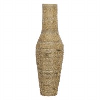 44" Brown Woven Faux Seagrass Tall Floor Vase