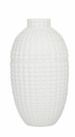 12" Matte White Dotted Ceramic  Vase