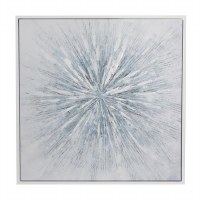 39" Square White, Gray, and Blue Burst Canvas Framed