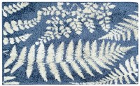 21" x 33" Blue and Cream Wandering Ferns Rug