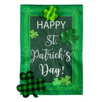 18" x 13" Mini Green 3D Shamrocks Happy St. Patrick's Day Garden Flag
