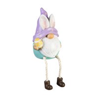 8" Purple Hat Bunny Ear Polyresin Shelf Sitter Easter Gnomne