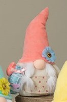 9.8" Coral Hat Gnome with Flower and a Bag