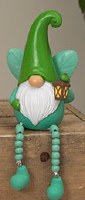 9.5" Green Hat Fairy Resin Gnome with Bead Legs