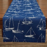 54" Navy and White Sailboat Runner