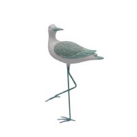 15" Mint and White Mosaic Glass Shorebird